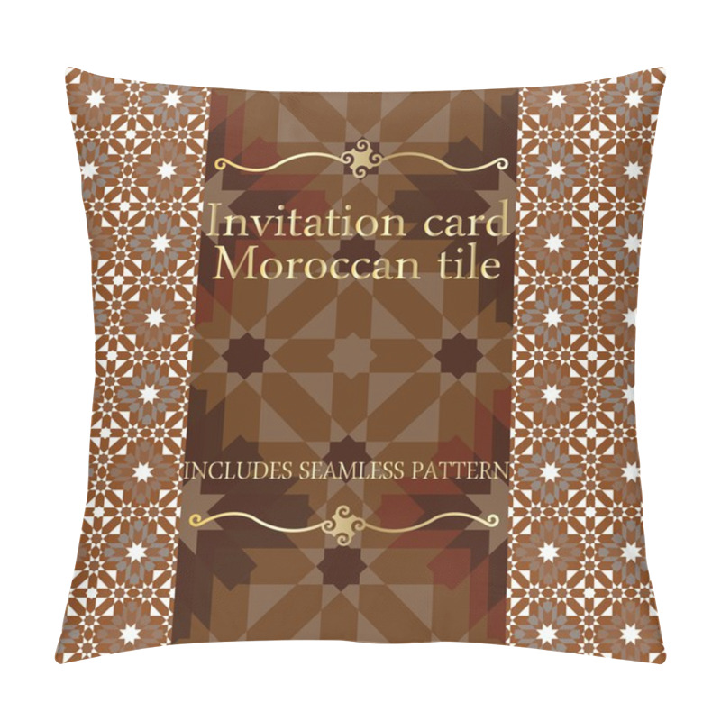 Personality  Invitation Card Pattern With Islamic Morocco Ornament. Includes Seamless Pattern. RGB Pillow Covers