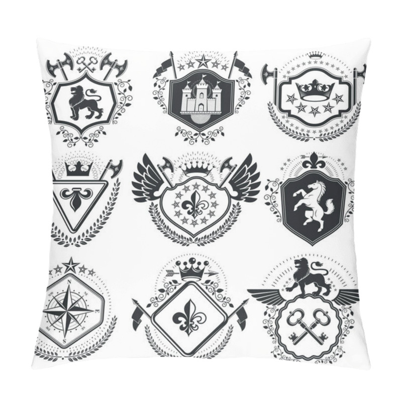 Personality  Coat Of Arms, Emblems, Insignia Set Pillow Covers