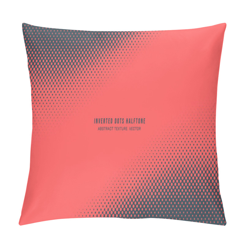 Personality  Inverted Dots Halftone Pattern Smooth Twisted Frame Vector Red Black Abstract Background. Half Tone Graphic Dynamic Abstraction Faded Subtle Texture. Retro Style Wallpaper Dotted Art Illustration Pillow Covers