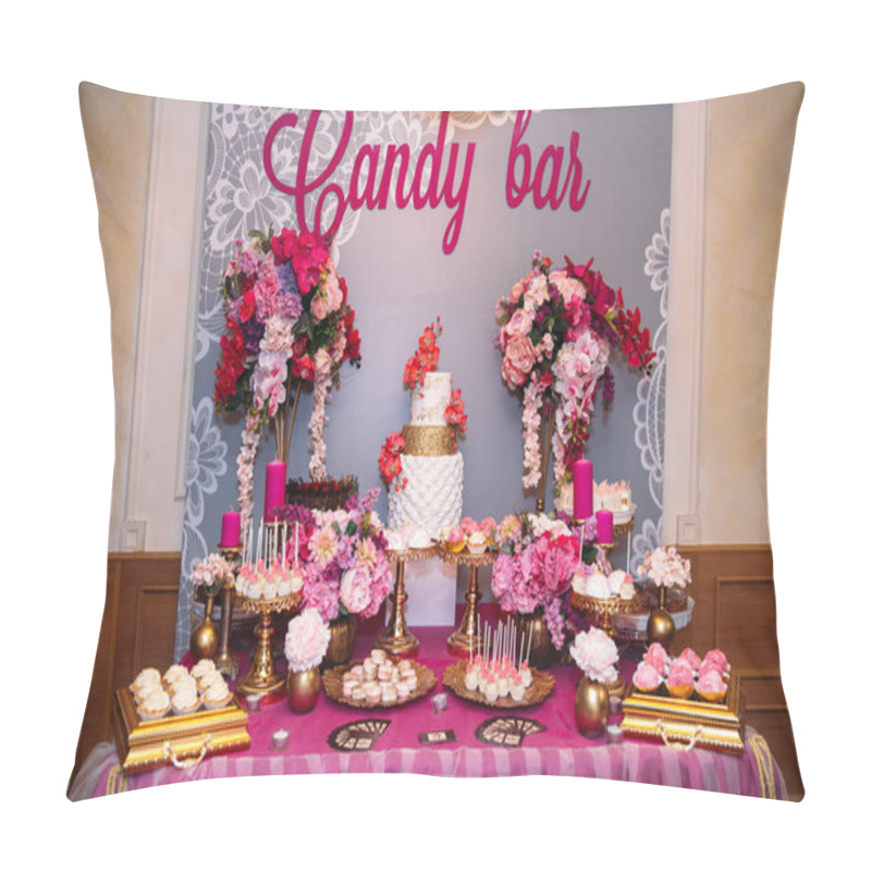 Personality  Candy Bar. Table With Sweets, Candies, Dessert Pillow Covers