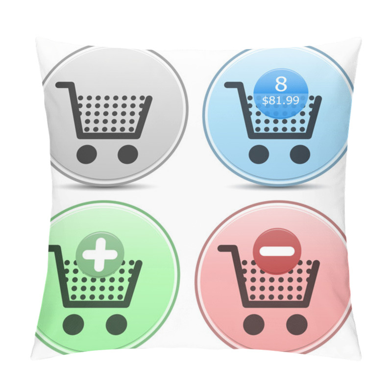 Personality  Shopping Cart Icon Button Set Pillow Covers