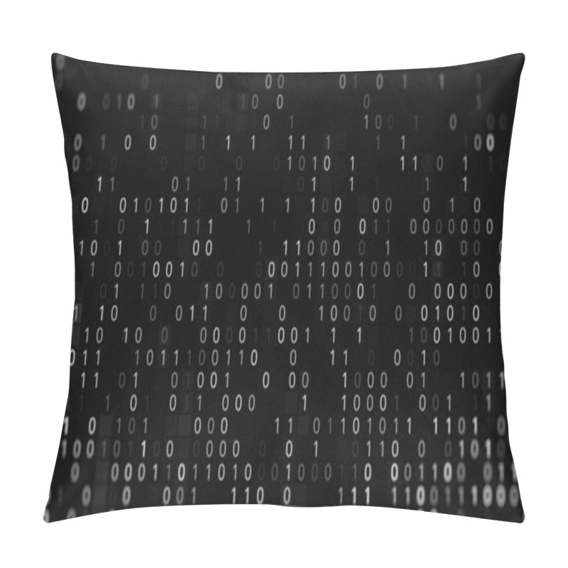 Personality  Black And White Background With Code Zero And One. Animation. Binary Code On Black Background. Failure In Binary Code System. Programming Using Binary Code Pillow Covers