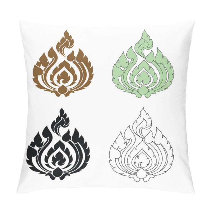 Personality  Beautiful Floral Of Thai Pattern Set On White Background Pillow Covers