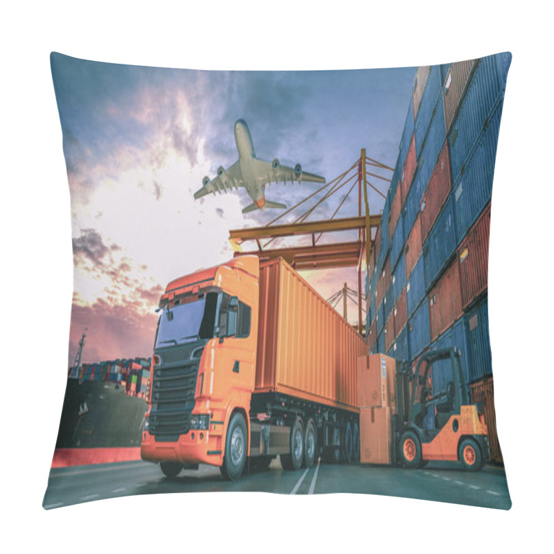 Personality  Transportation And Logistics Of Container Cargo Ship And Cargo P Pillow Covers