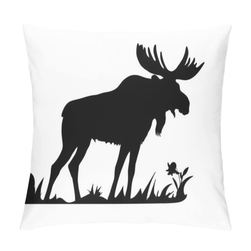 Personality  Vector-isolated Black Silhouette Of One Moose On White Background  Pillow Covers