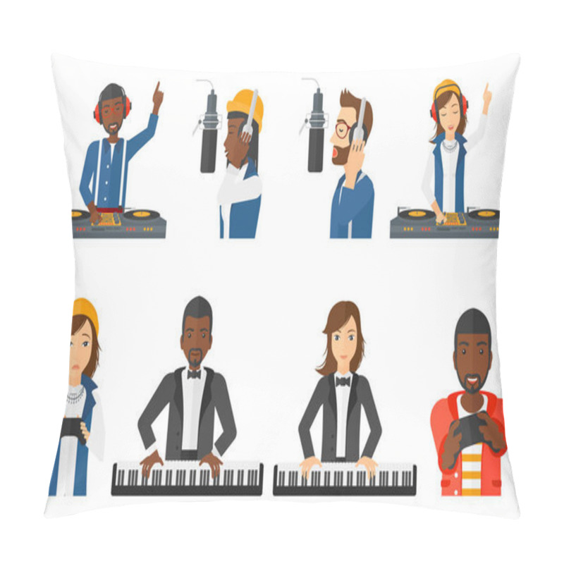 Personality  Vector Set Of Musicians People Characters. Pillow Covers