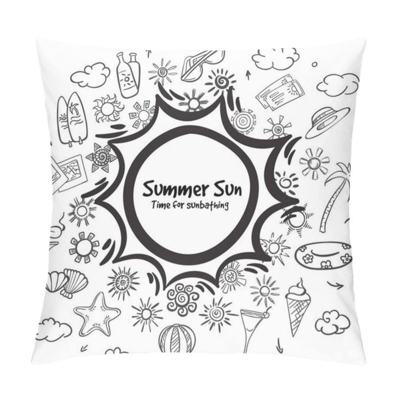 Personality  Doodle Monochrome Summer Vacation Elements Set Pillow Covers