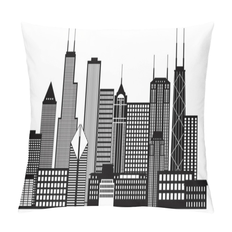 Personality  Chicago City Skyline Black And White Illustration Pillow Covers