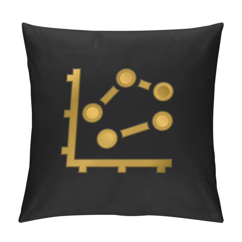 Personality  Bar Chart Gold Plated Metalic Icon Or Logo Vector Pillow Covers