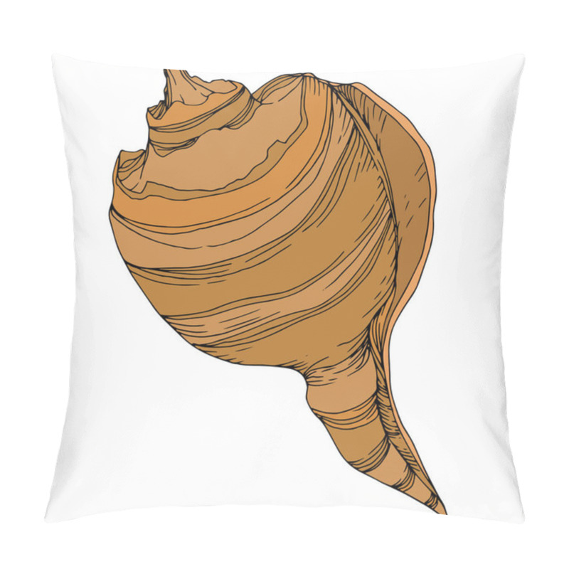 Personality  Summer Beach Seashell Tropical Elements. Black And White Engraved Ink Art. Isolated Shells Illustration Element. Pillow Covers