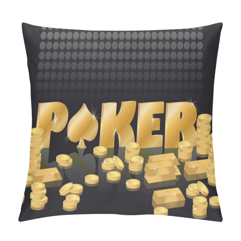 Personality  Poker Theme With Gold Coins, Vector Pillow Covers