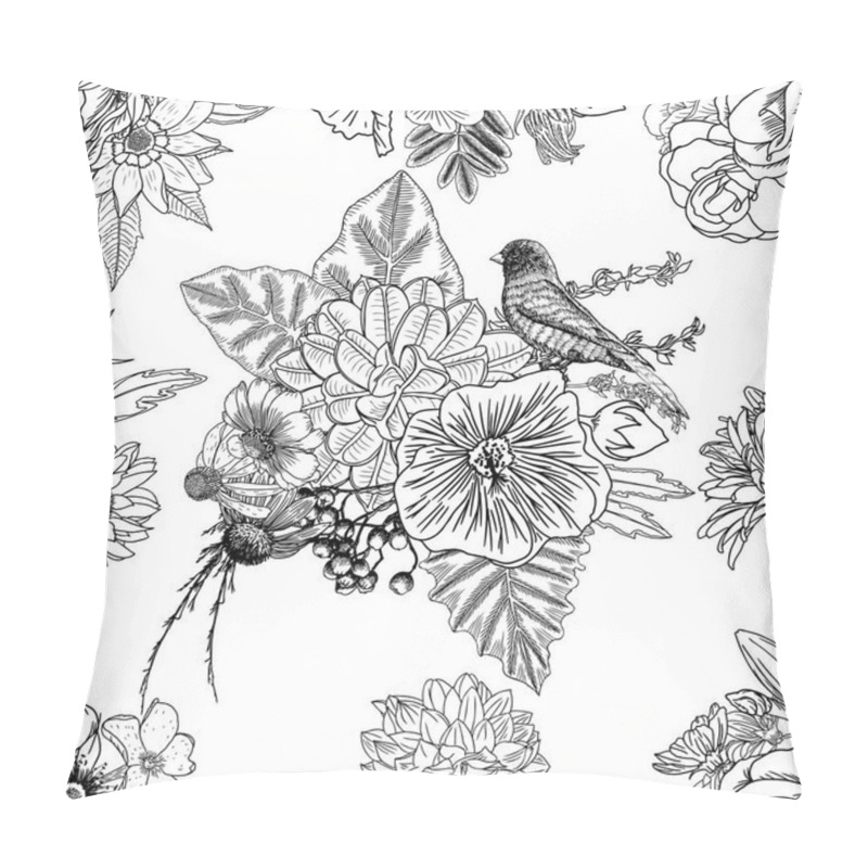 Personality  Bird And Flowers Seamless Pattern Pillow Covers