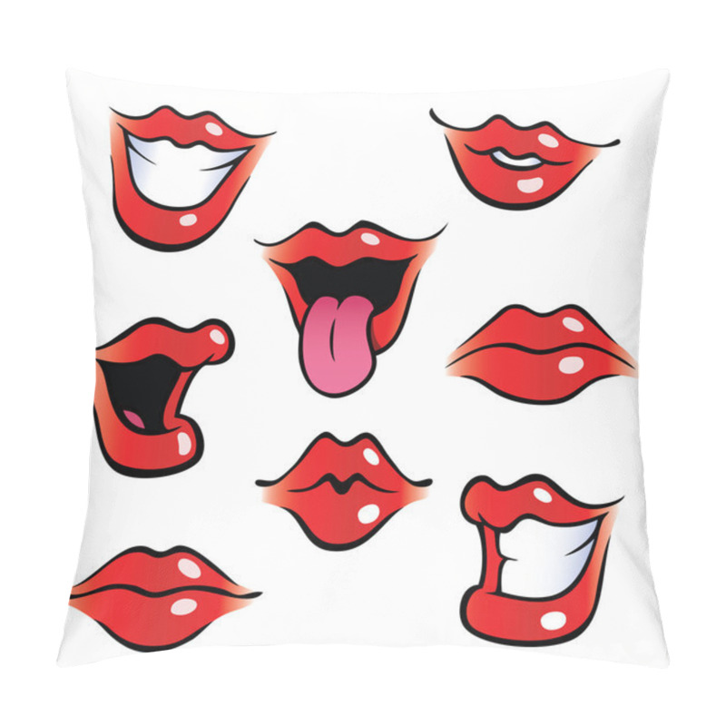 Personality  Cartoon Female Mouths With Glossy Lips Pillow Covers