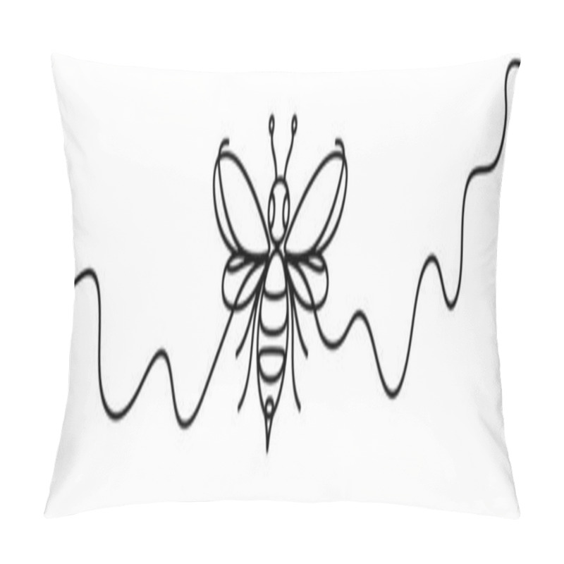 Personality  One Continuous Line Illustration Of A Bee, Isolated On White Background. Line Art Of Bee Pillow Covers