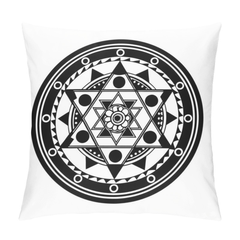 Personality  Ring On Black Background. Exploring The History Of Traditional Mandala Art Pillow Covers