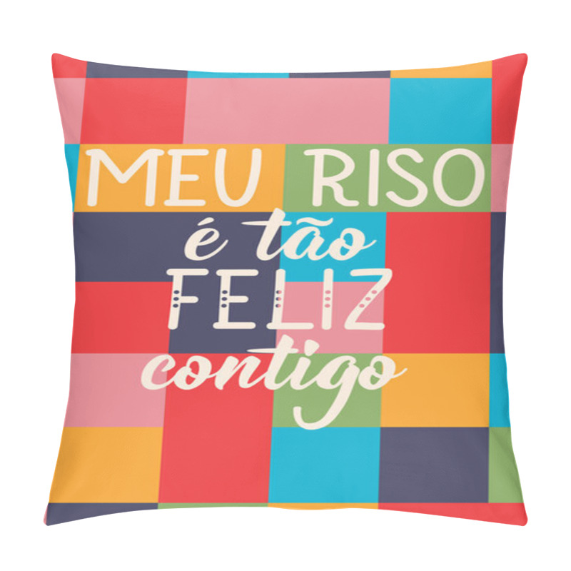 Personality  Translation From Portuguese - My Smile Is So Happy With You. Modern Vector Brush Calligraphy. Ink Illustration. Perfect Design For Greeting Cards, Posters And Social Media. Brazilian Lettering. Pillow Covers