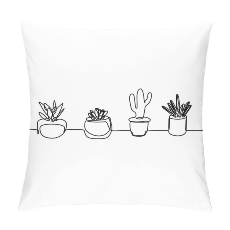 Personality  One Line Drawing Of Cactus And Succulent Continuous Minimalism Design Pillow Covers