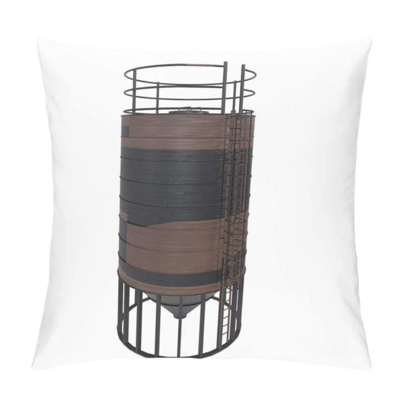 Personality  Tall Cylindrical Storage Silo Featuring A Mix Of Brown And Black Colors, Designed For Modern Usage. Pillow Covers