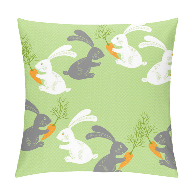 Personality  Cartoon Rabbits With Carrots. Pillow Covers