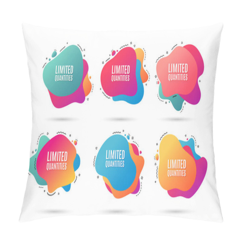 Personality  Limited Quantities Symbol. Special Offer Sign. Sale. Abstract Dynamic Shapes With Icons. Gradient Banners. Liquid  Abstract Shapes. Vector Pillow Covers