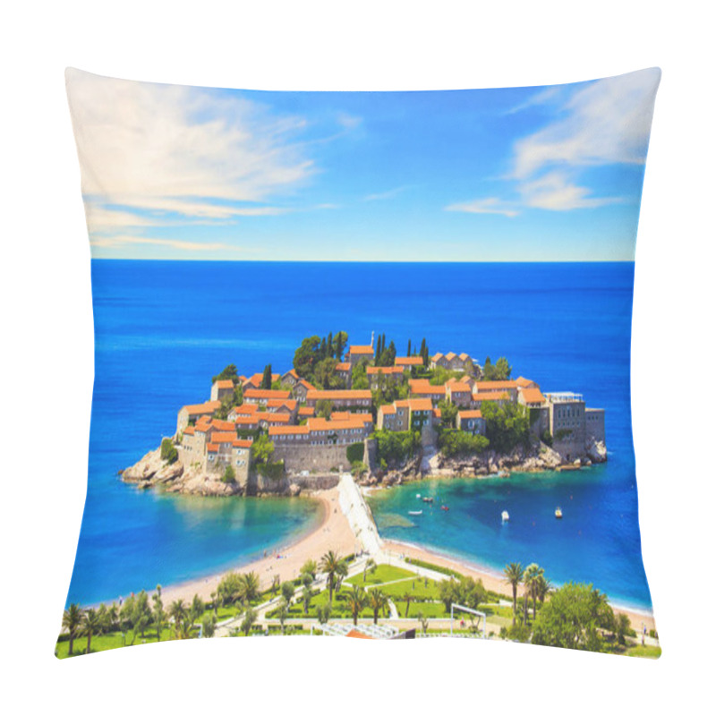 Personality  Beautiful View Of The Island-resort Of St. Stefan (Sveti Stefan) On The Budva Riviera, Budva, Montenegro On A Sunny Day Pillow Covers