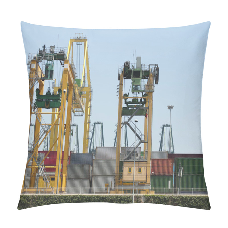 Personality  Working Crane Bridge In Shipyard At Dusk For Logistic Import Exp Pillow Covers