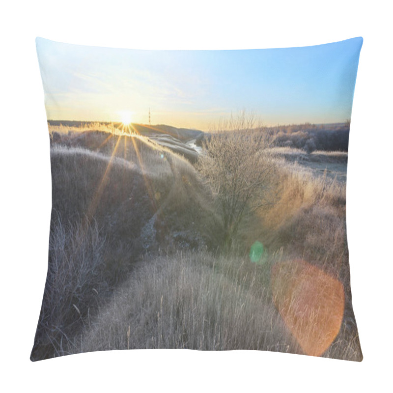 Personality  Morning Frost On Grass.Morning Freshness In The Cold.Bubbling River.Hoarfrost On The Hills.Frost On The Trees.Thresholds On The River.Juicy Dawn Colors.autumn Frost.Ice On The River.Morning Awakening.Walk On A Frosty Morning In Nature.nature. Pillow Covers