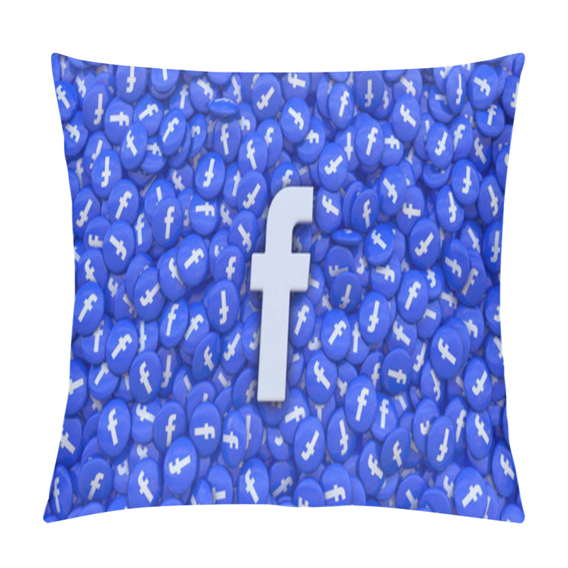 Personality  3d Rendering Of An Facebook Logo On A Bunch Of Pills With The App Icon. Pillow Covers