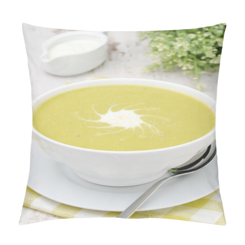 Personality  Bowl Of Green Pea Soup With Ginger And Cream, Vertical Pillow Covers