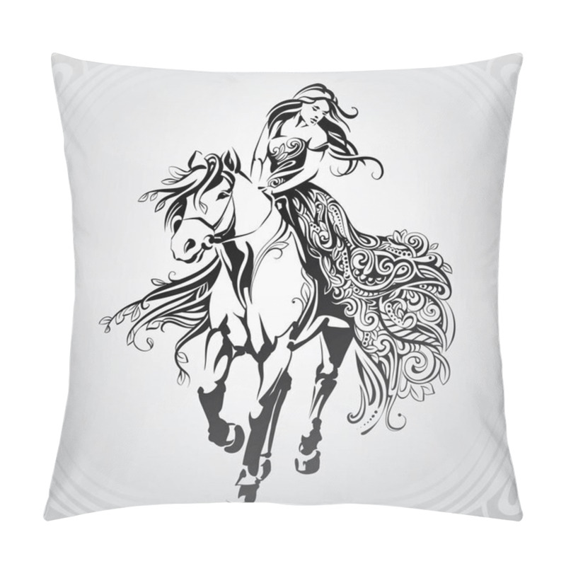 Personality  The Girl In The Ornament On The Horse Pillow Covers