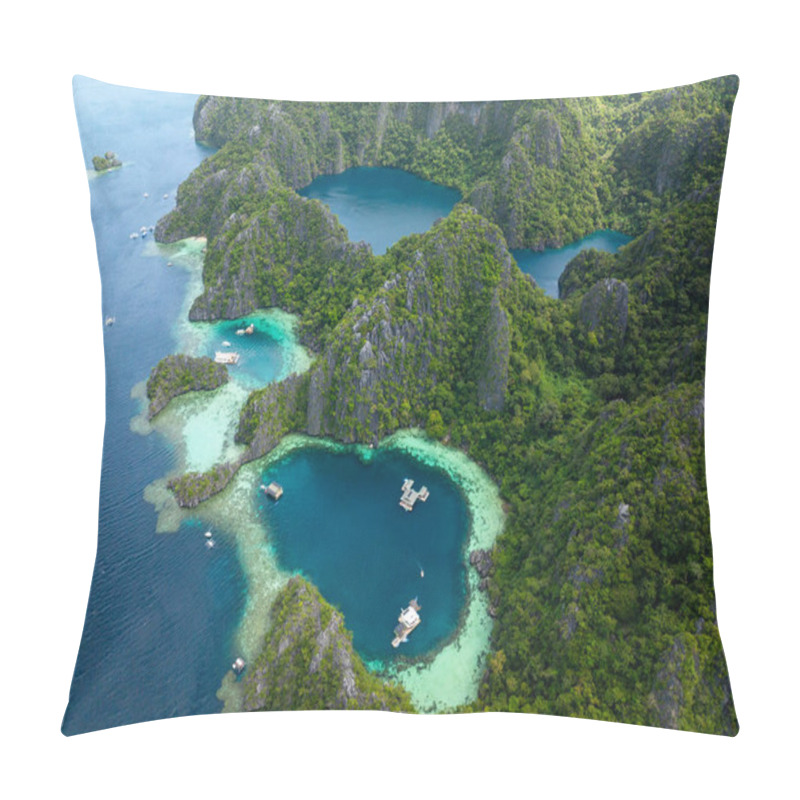 Personality  Lagoons And Barracuda Lake With Splendid Limestone Rock Formation. Coron, Palawan. Philippines. Pillow Covers