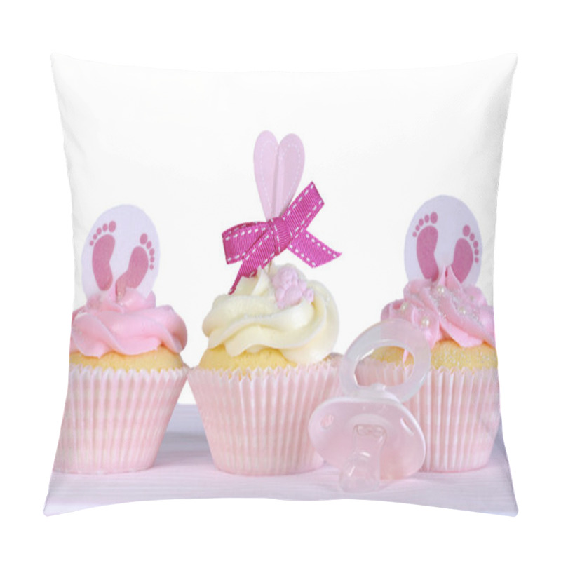 Personality  Three Baby Girl Cupcakes Against A White Background  Pillow Covers