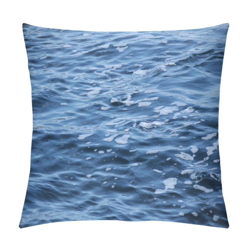 Personality  Blue Sea, Ocean Waves, Water With Foam And Bubbles, Texture, Water Natural Resources Concept, Close-up, Copy Space Pillow Covers