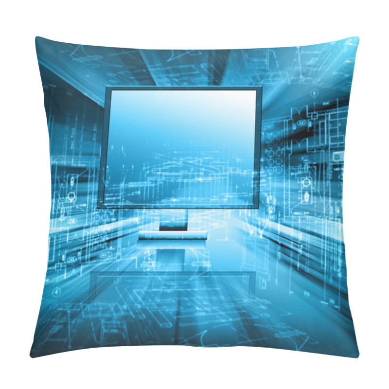 Personality  Technology Background, From Series Best Concept Of Global Business Pillow Covers