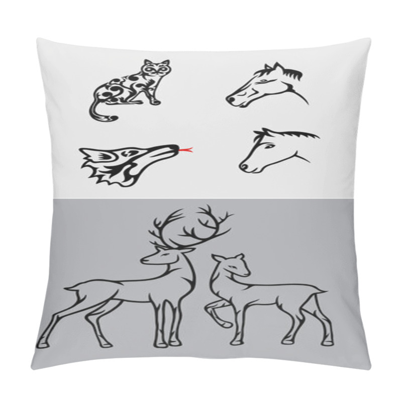 Personality  Animal Set Vector Pillow Covers