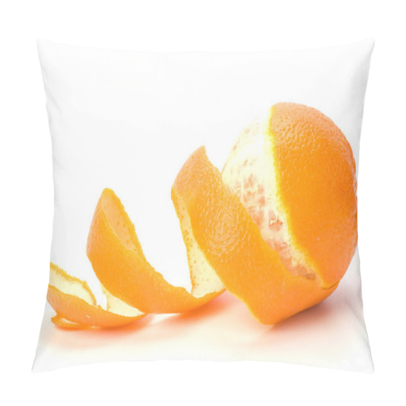 Personality  Orange With Peeled Spiral Skin Isolated On White Background Pillow Covers