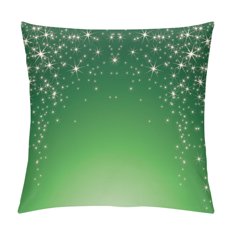 Personality  Christmas Theme With Stars On A Green Background. Pillow Covers