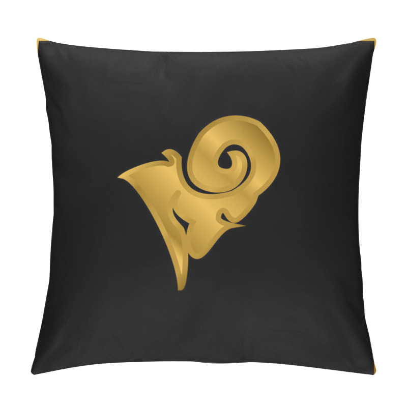 Personality  Aries Gold Plated Metalic Icon Or Logo Vector Pillow Covers