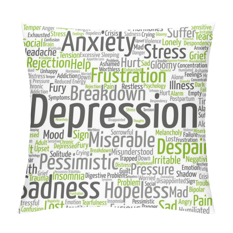 Personality   Depression Words Cloud Concept Pillow Covers