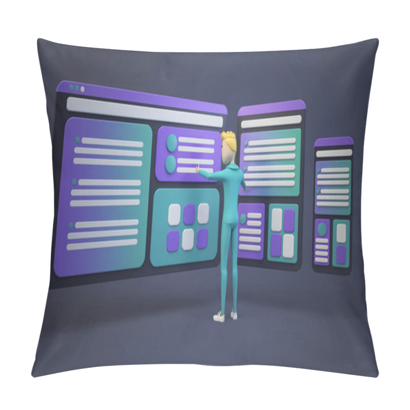 Personality  Responsive UX Design Concept 3d Rendering Pillow Covers