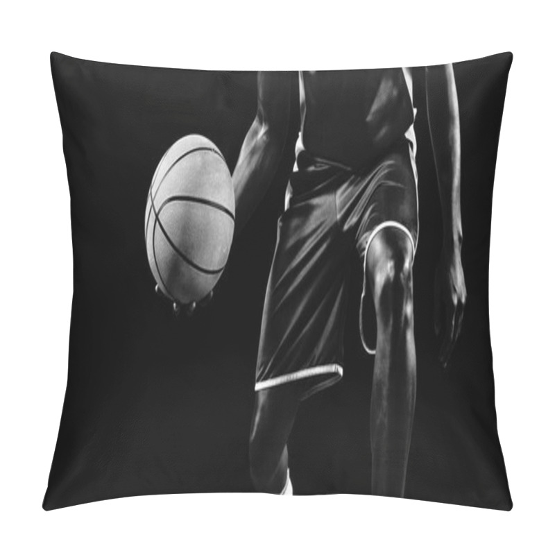 Personality  Basketball Player Isolated On Black Background  Pillow Covers