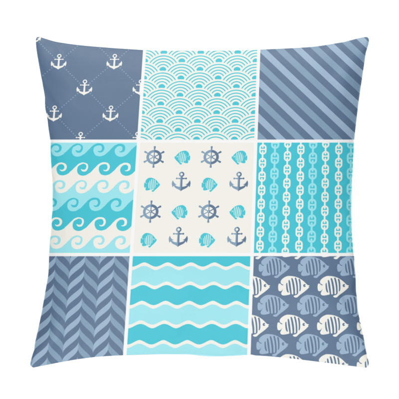 Personality  Navy Vector Seamless Patterns Collection Pillow Covers