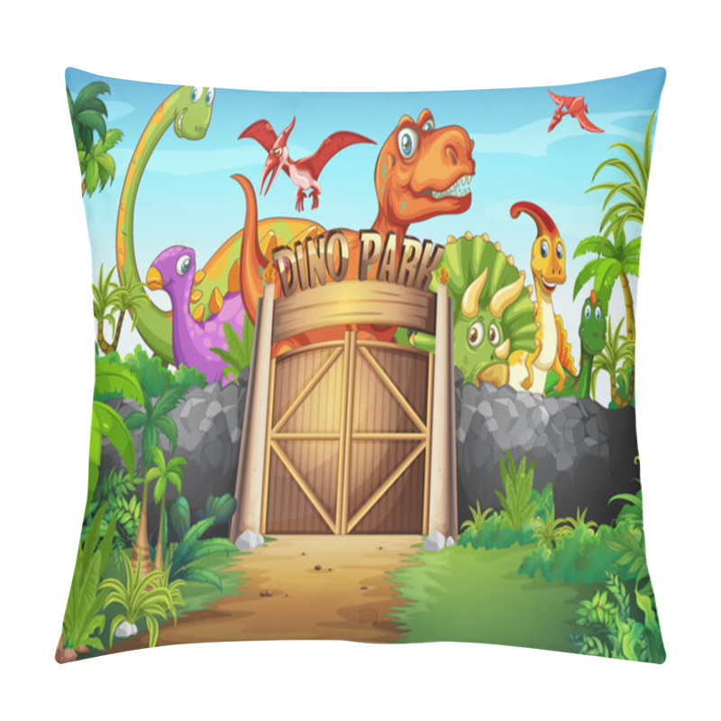 Personality  Dinosaurs Living In The Park Pillow Covers