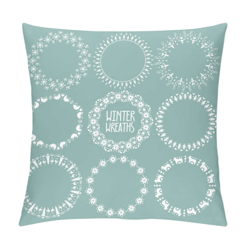 Personality  Collection Of Round Frames Decorated With Scandinavian Folk Patterns Pillow Covers