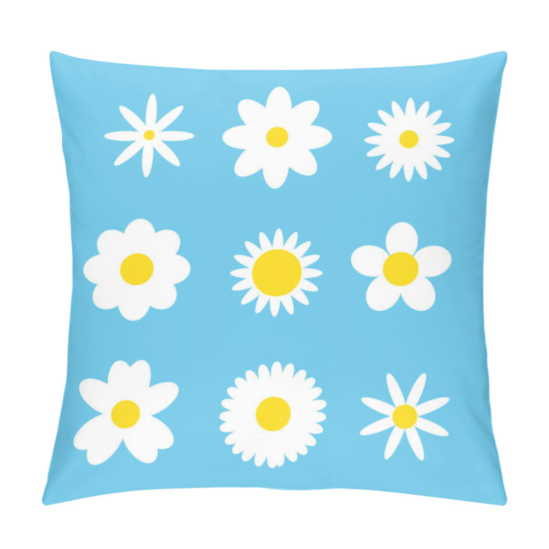 Personality  Chamomile, Daisy, White Flowers Vector Set Pillow Covers