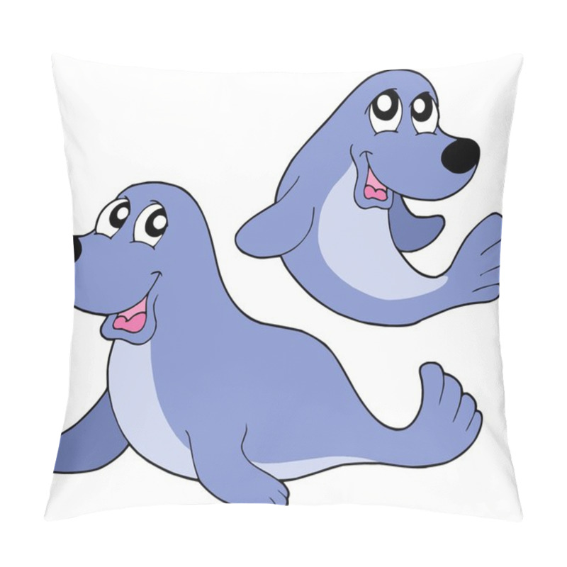 Personality  Cute Blue Seals Pillow Covers