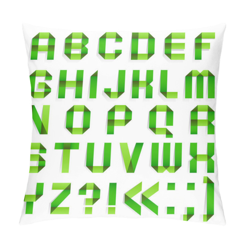 Personality  Alphabet Folded Paper - Green Letters. Pillow Covers