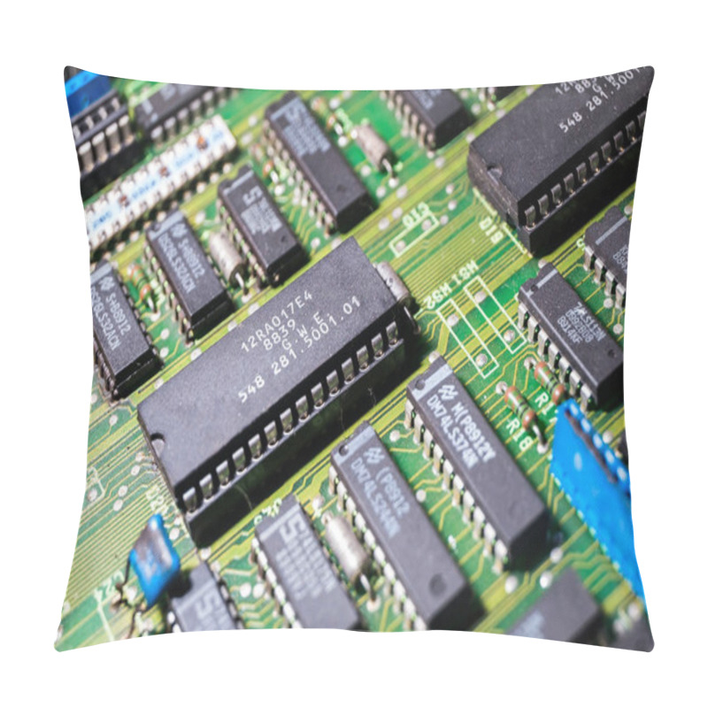 Personality  Microchips And Transistors On A Circuit Board Pillow Covers