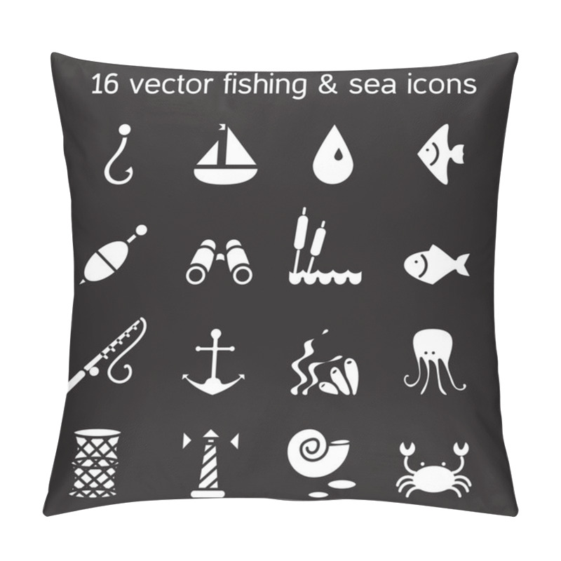 Personality  Isolated Marine And Fishing Icons Set Pillow Covers