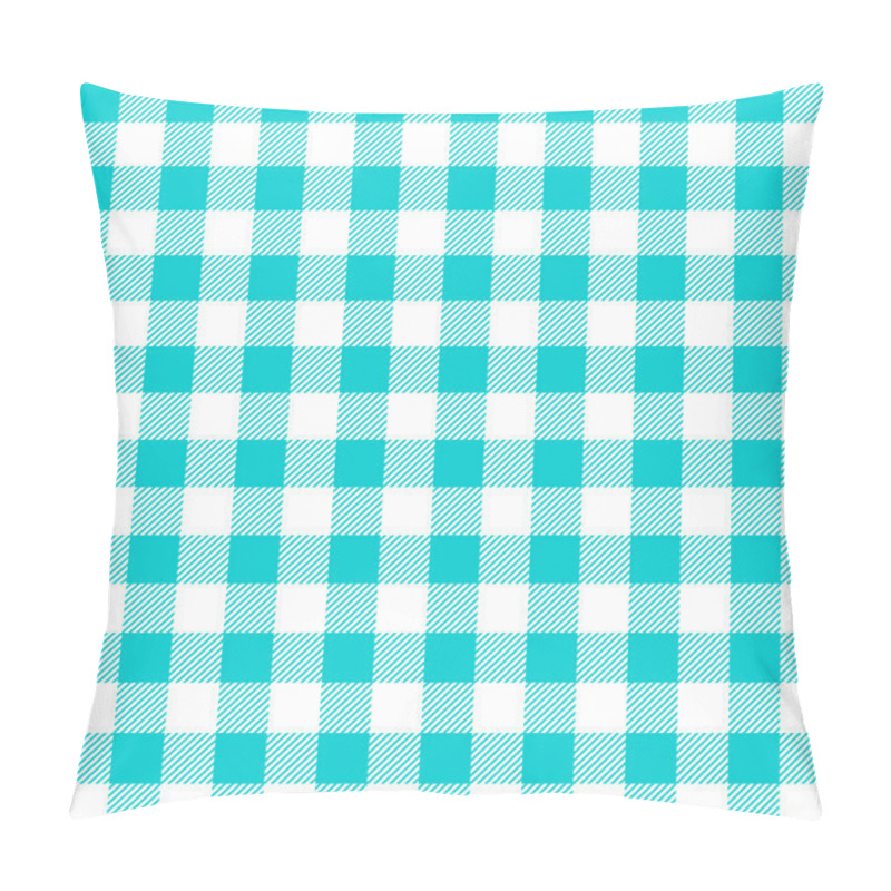 Personality  Turquoise And White Seamless Checkered Tartan Pattern With Stripes And Squares - Eps10 Vector Graphics And Illustration Pillow Covers